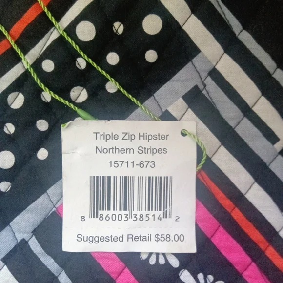 Vera Bradley Triple Zip Hipster Crossbody Bag Northern Stripes NWT $58 - Picture 5 of 7